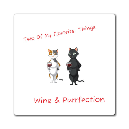 Cat and Wine Magnets - Funny Fridge Magnets, Cute Kitchen Decor, Cat Lover Gift, Wine Lover Gift, Cat Lady Magnet Set