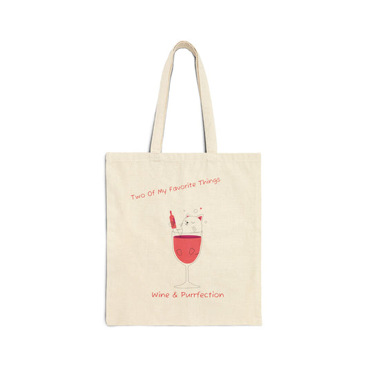 Cat and Wine Cotton Canvas Tote Bag - Funny Cat Lover Gift, Cute Cat Tote, Reusable Grocery Bag, Cat Mom Shopping Bag, Wine Lover Gift