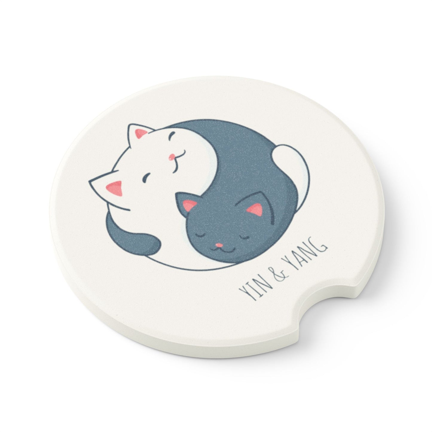 Car Coaster - Cats Love Ying Yang Design