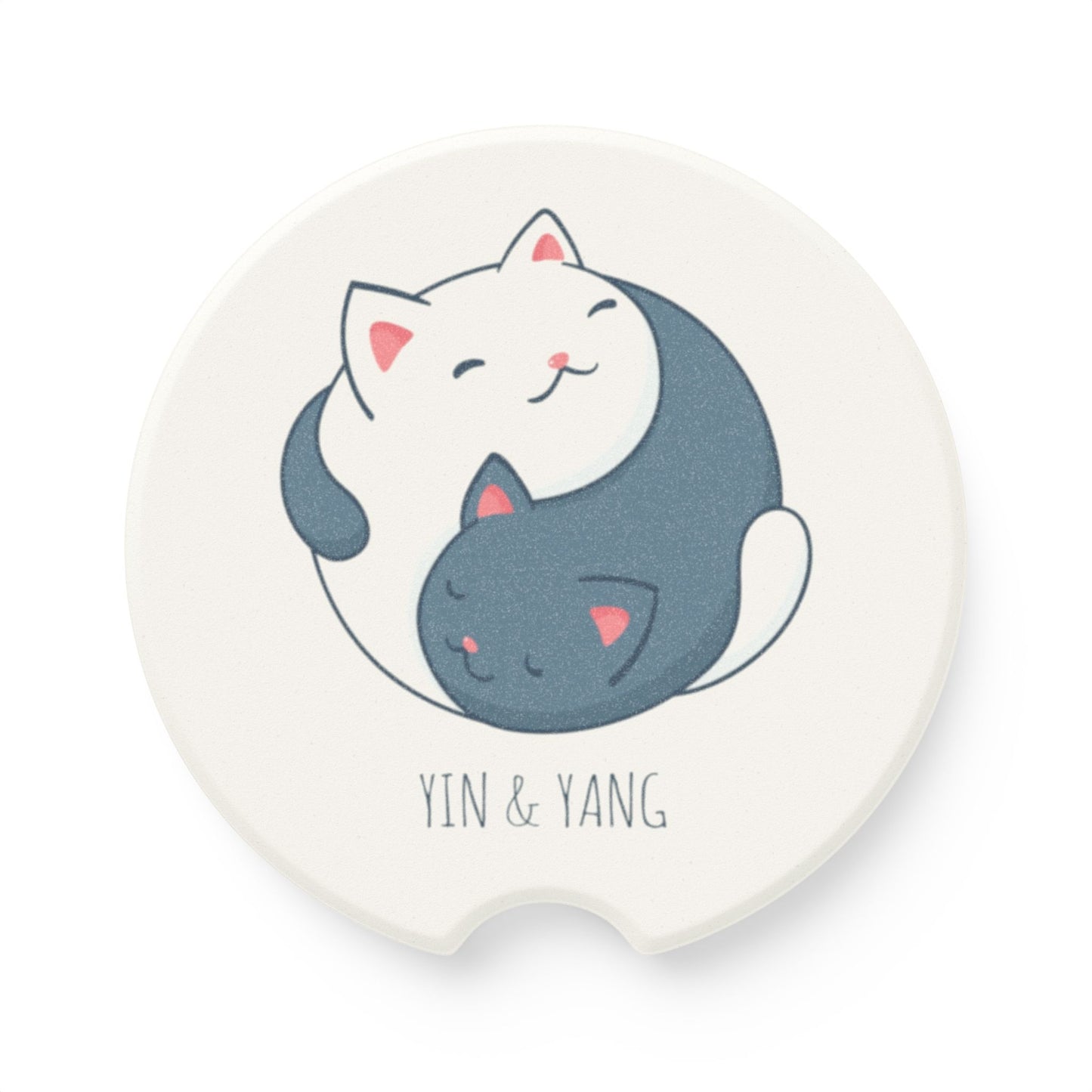 Car Coaster - Cats Love Ying Yang Design