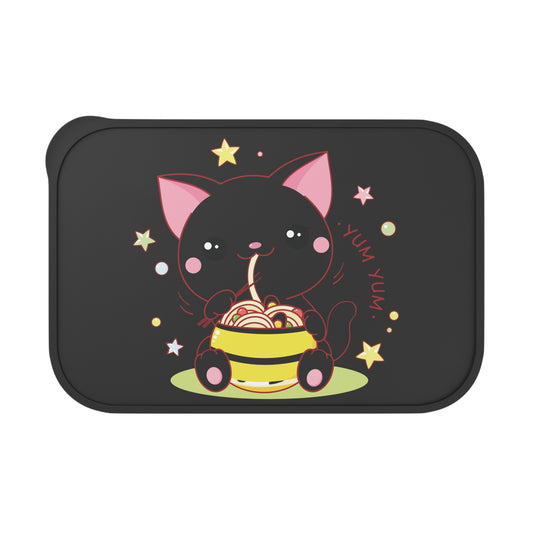 Bento Box, Food Storage Container with Band and Utensils for Eco-Friendly Cat Lovers, Lunches On-the-Go, Holiday Gift