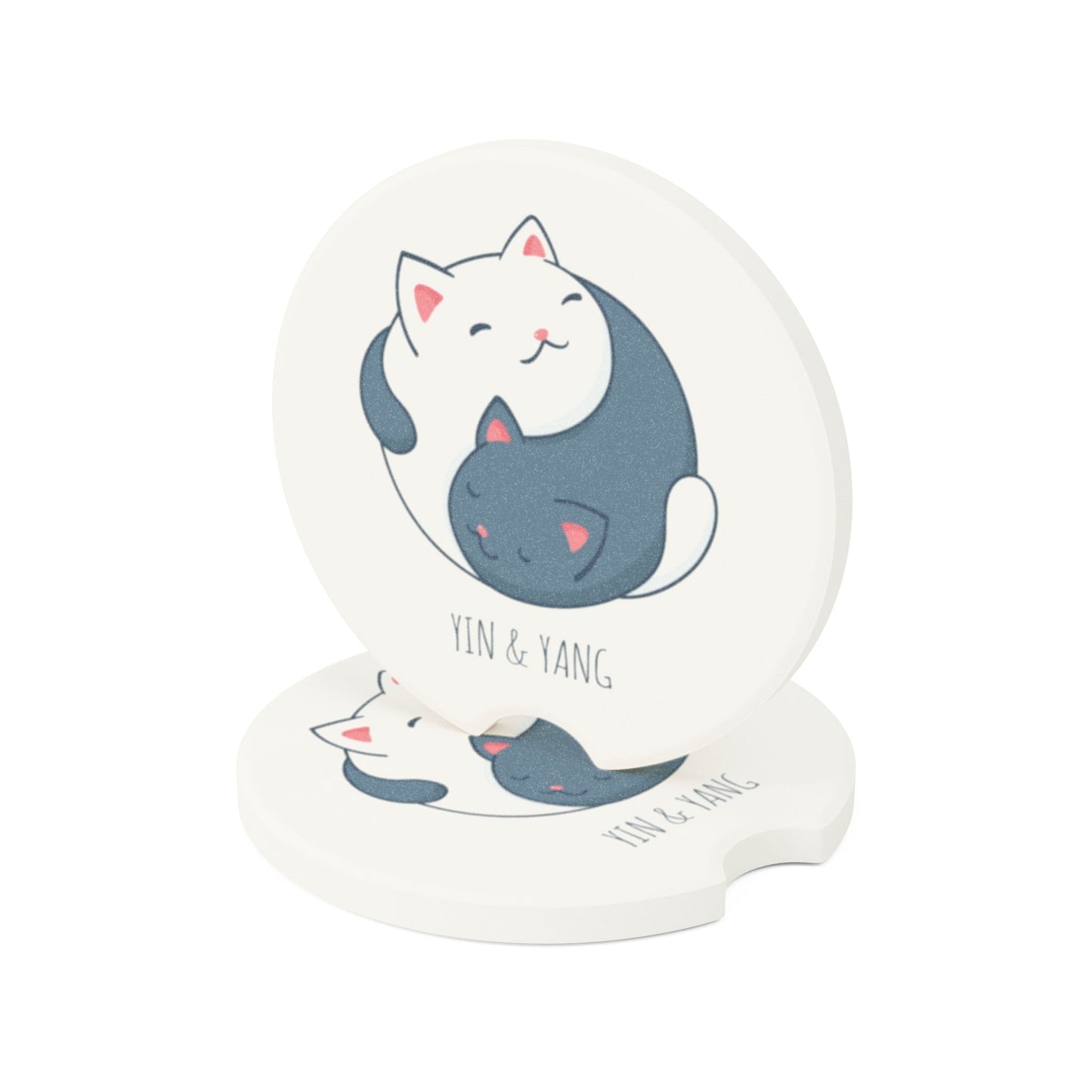 Car Coaster - Cats Love Ying Yang Design